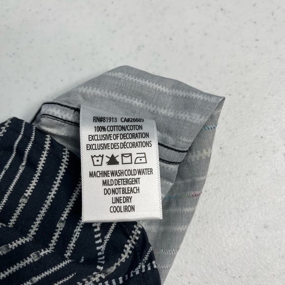 Robert Graham zipper novelty print roll cuff long sleeve men black button down M - Picture 7 of 11